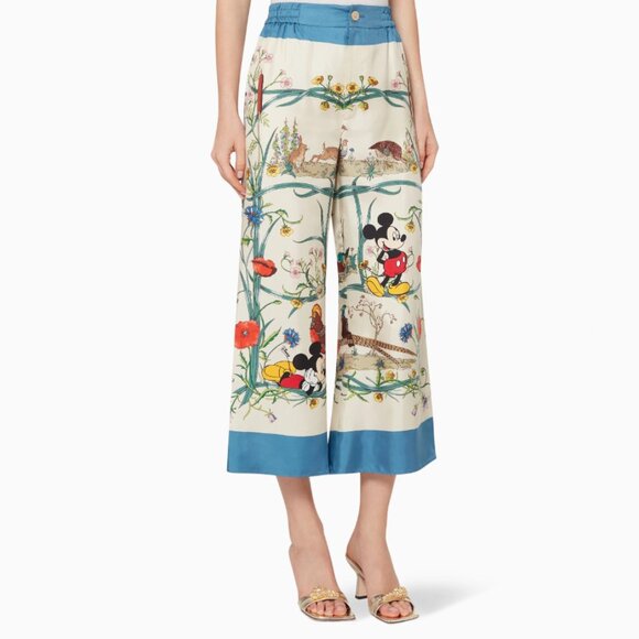 Gucci x Disney Mickey Mouse Cartoon Design Silk Pants - Picture 1 of 10